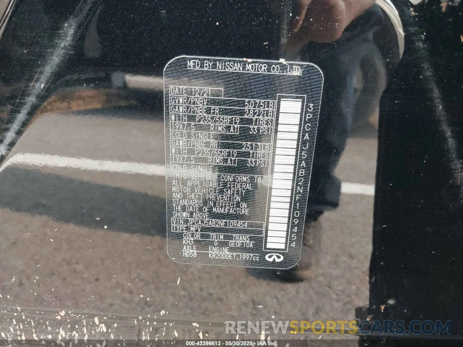 9 Photograph of a damaged car 3PCAJ5AB2NF109454 INFINITI QX50 2022