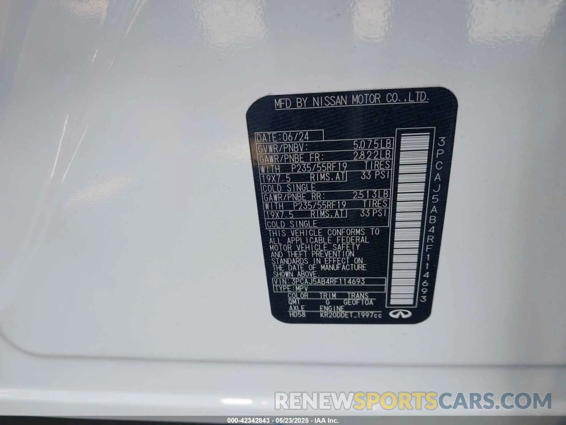 9 Photograph of a damaged car 3PCAJ5AB4RF114693 INFINITI QX50 2024