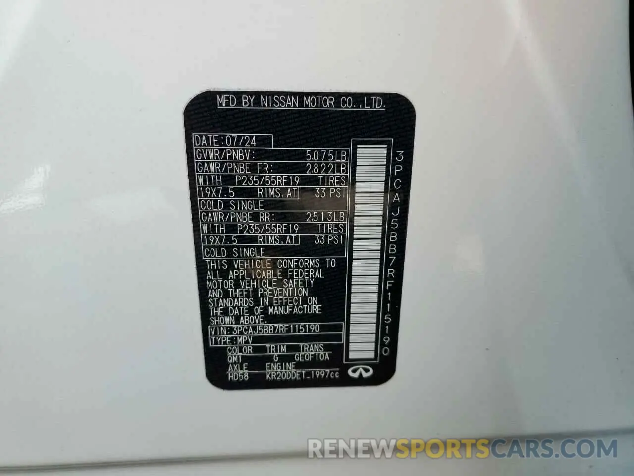 13 Photograph of a damaged car 3PCAJ5BB7RF115190 INFINITI QX50 2024