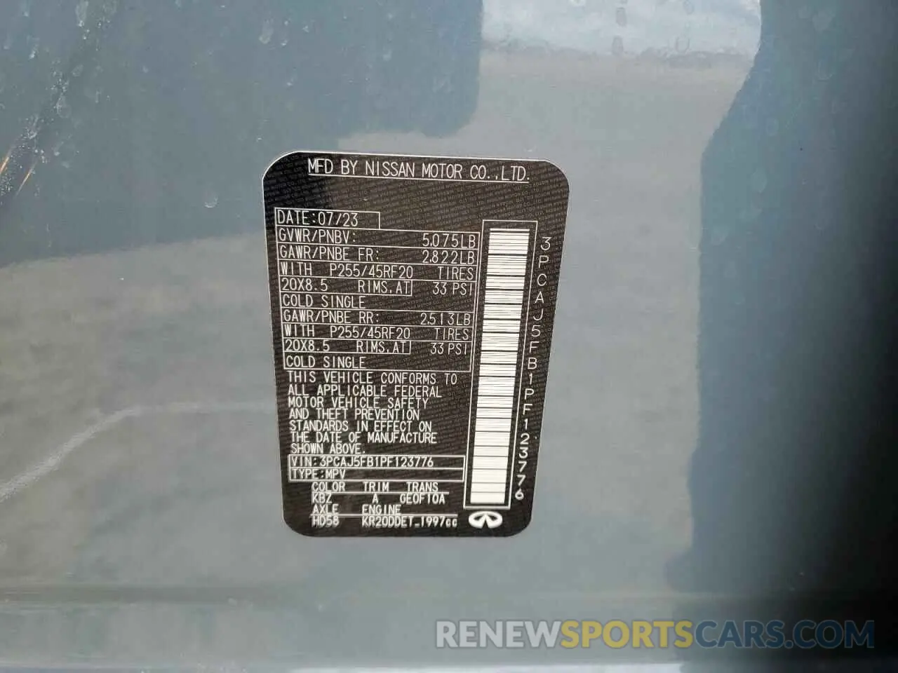 12 Photograph of a damaged car 3PCAJ5FB1PF123776 INFINITI QX50 SPORT 2023