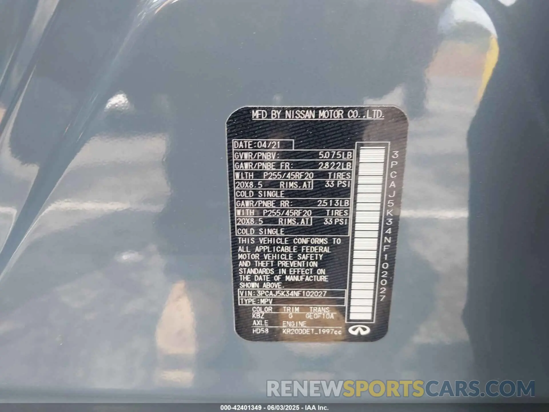 9 Photograph of a damaged car 3PCAJ5K34NF102027 INFINITI QX55 2022