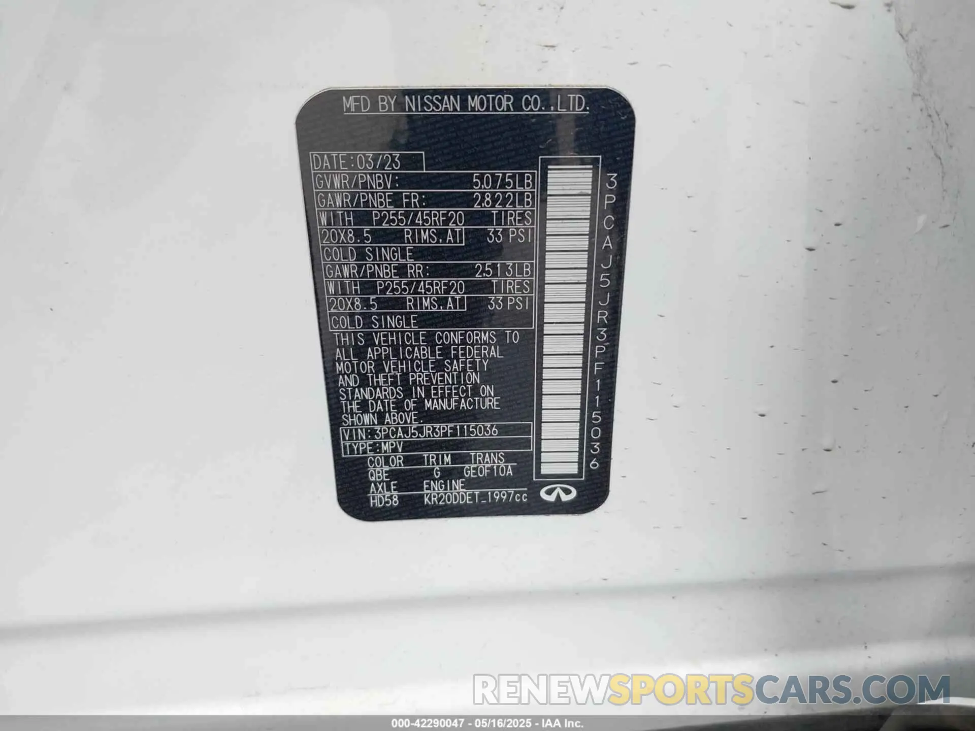 9 Photograph of a damaged car 3PCAJ5JR3PF115036 INFINITI QX55 2023