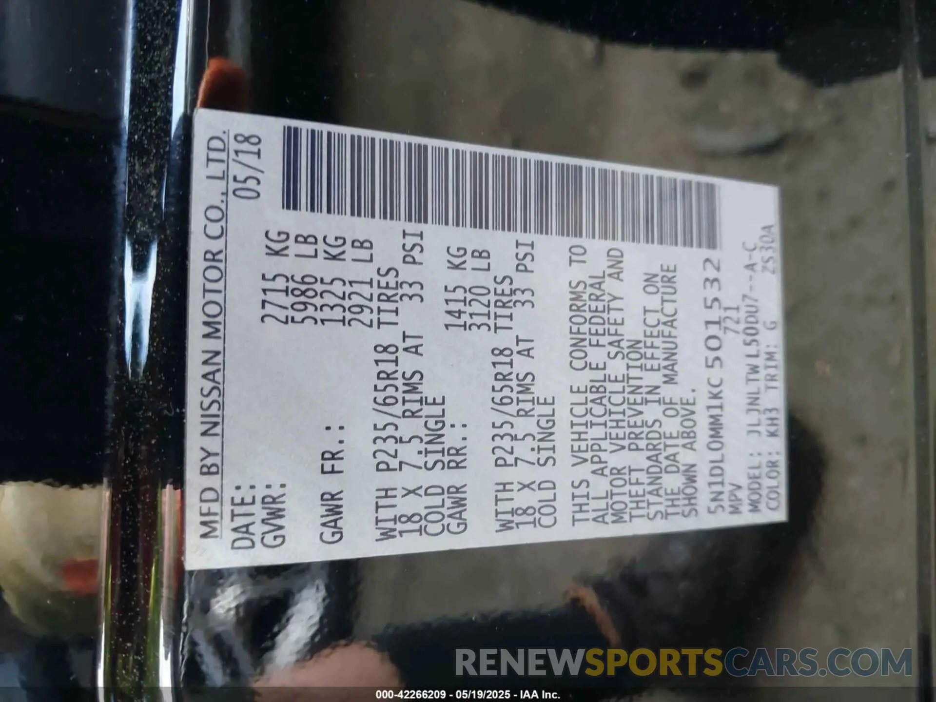 9 Photograph of a damaged car 5N1DL0MM1KC501532 INFINITI QX60 2019