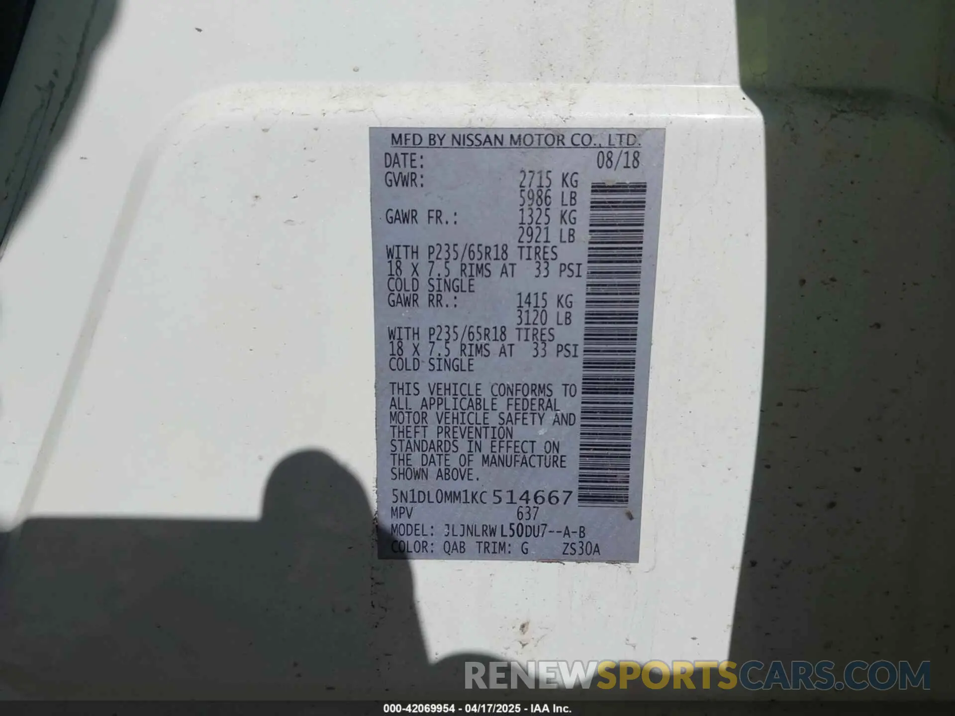 9 Photograph of a damaged car 5N1DL0MM1KC514667 INFINITI QX60 2019