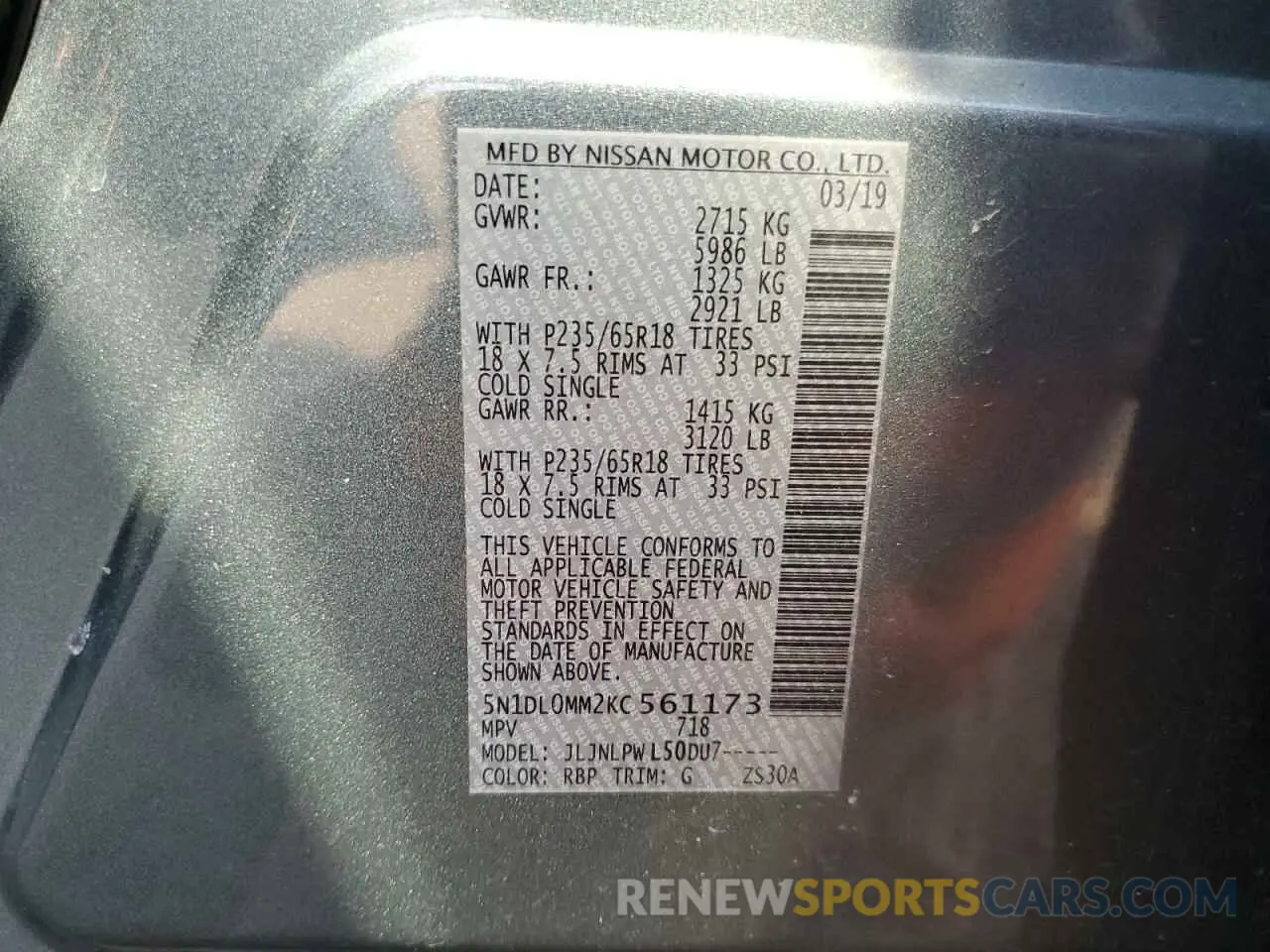 16 Photograph of a damaged car 5N1DL0MM2KC561173 INFINITI QX60 2019