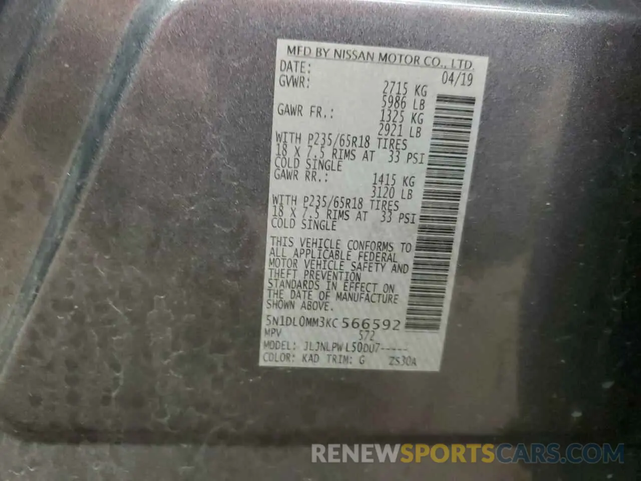 12 Photograph of a damaged car 5N1DL0MM3KC566592 INFINITI QX60 2019