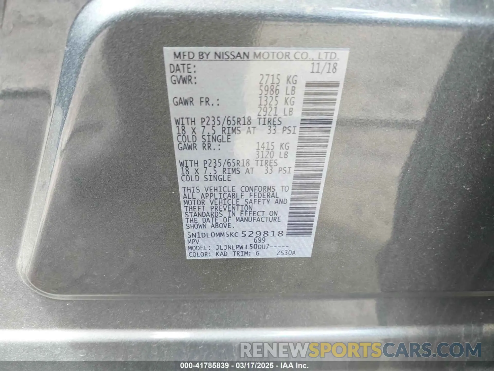 9 Photograph of a damaged car 5N1DL0MM5KC529818 INFINITI QX60 2019