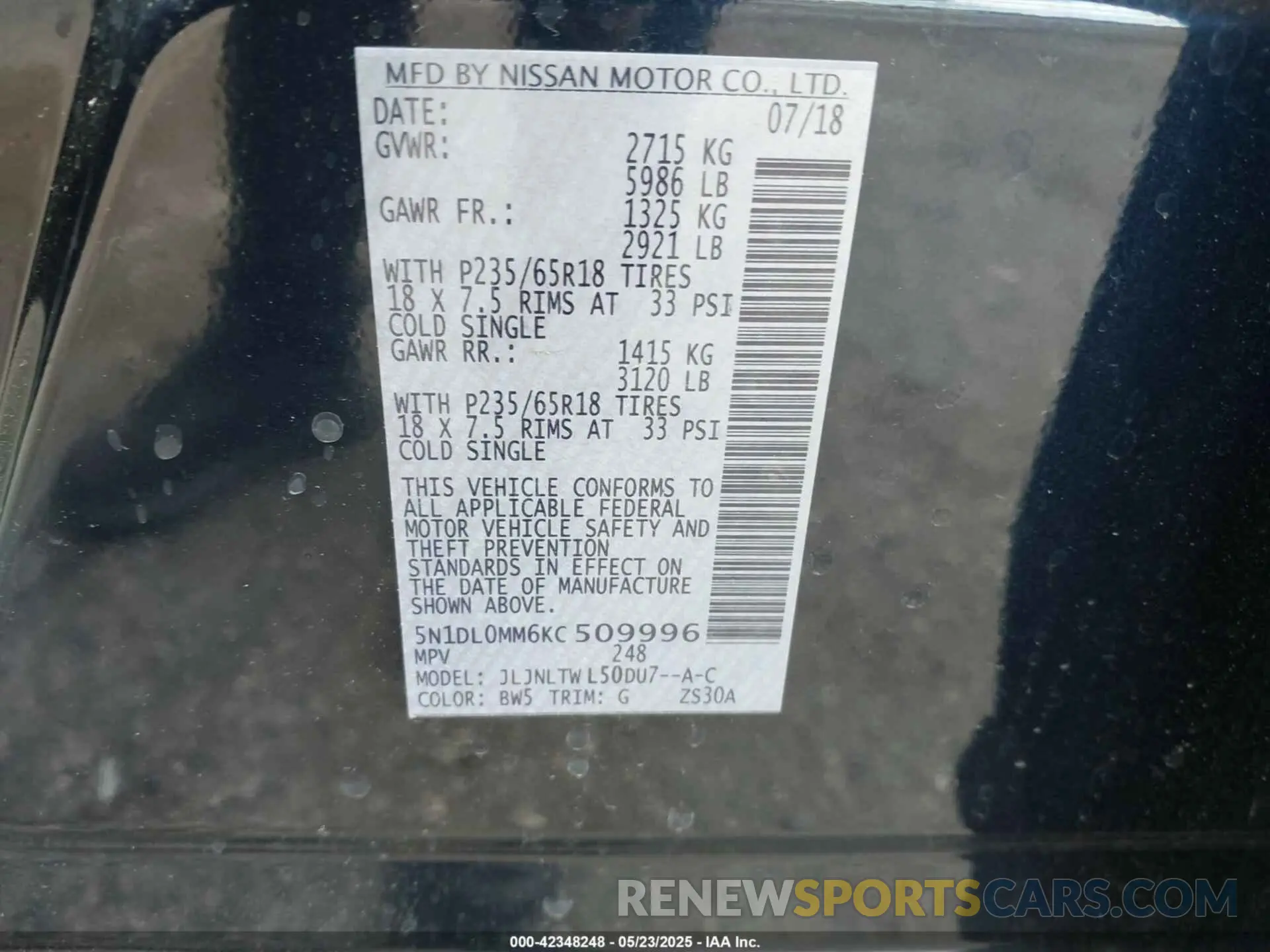 9 Photograph of a damaged car 5N1DL0MM6KC509996 INFINITI QX60 2019