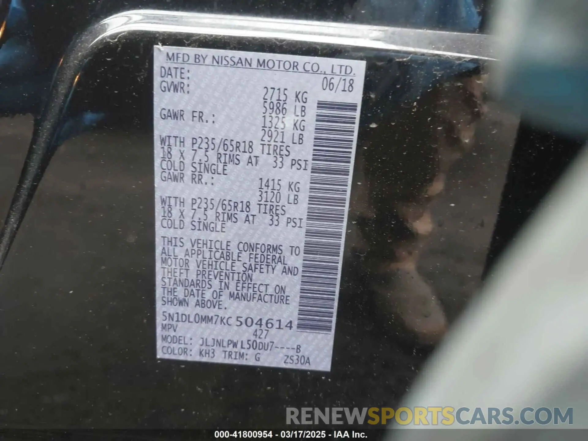 9 Photograph of a damaged car 5N1DL0MM7KC504614 INFINITI QX60 2019