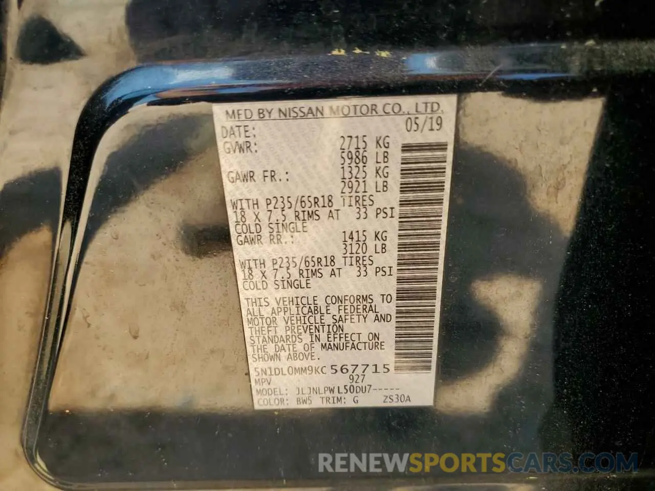 13 Photograph of a damaged car 5N1DL0MM9KC567715 INFINITI QX60 2019