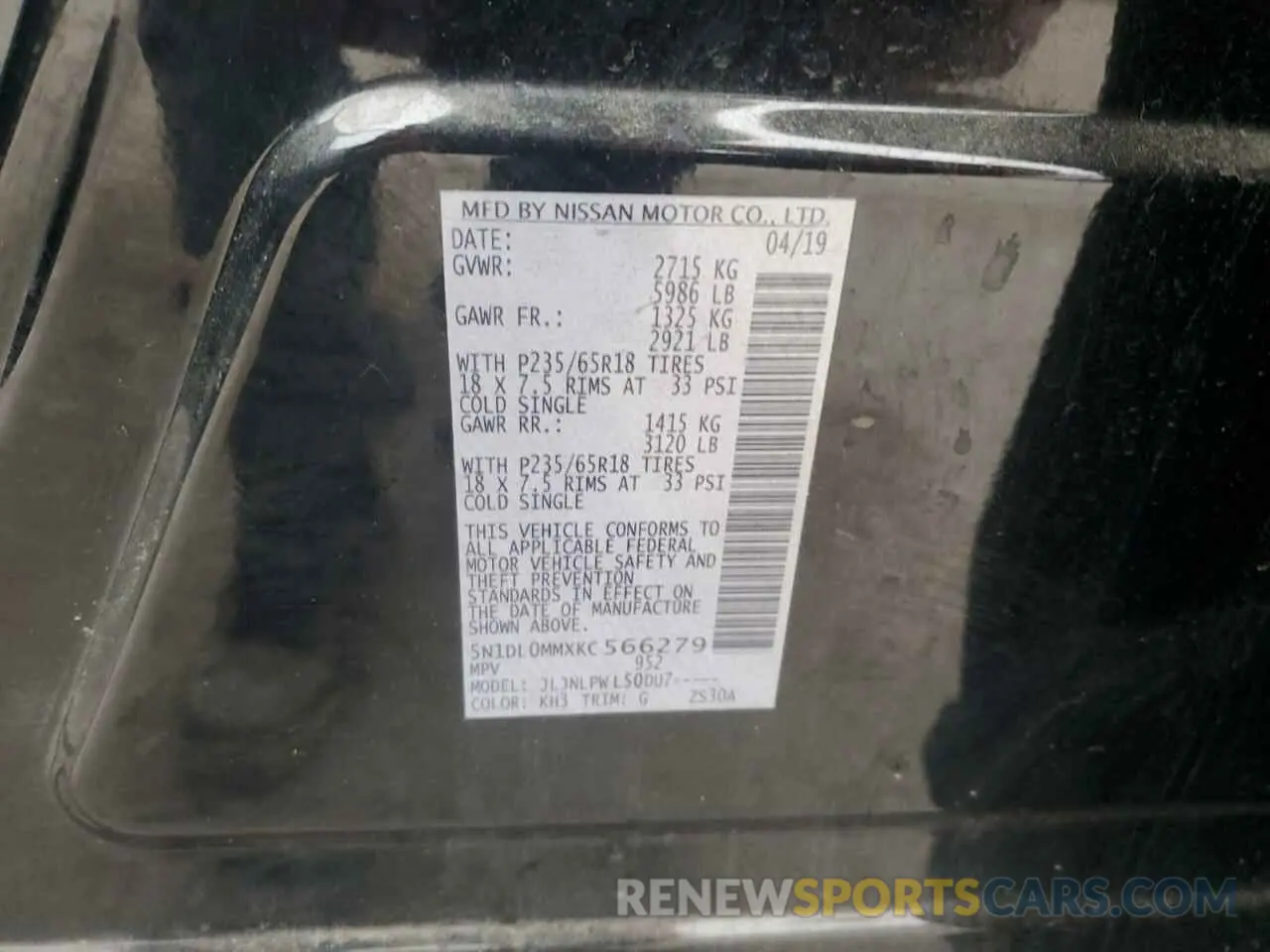 13 Photograph of a damaged car 5N1DL0MMXKC566279 INFINITI QX60 2019