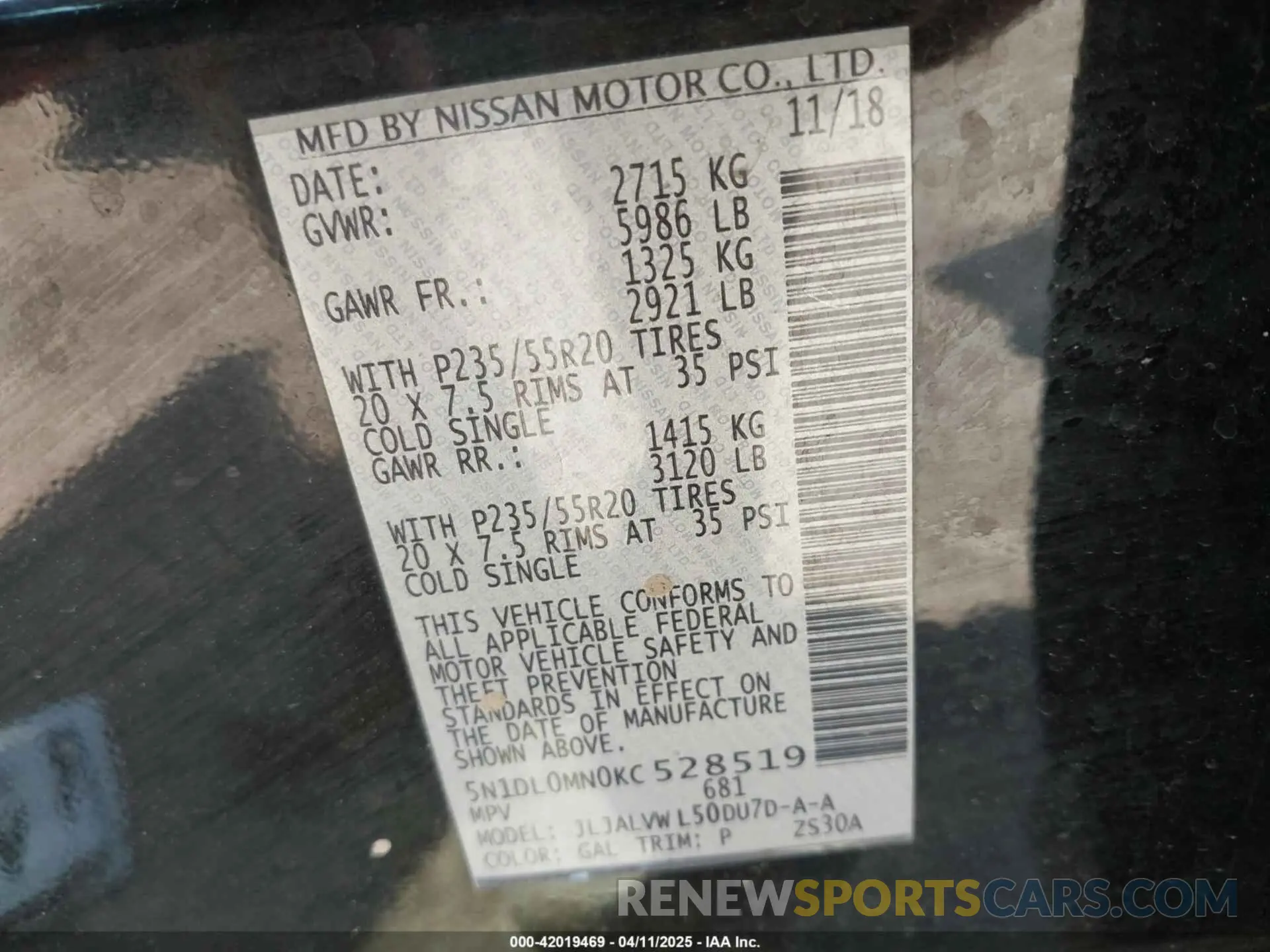 9 Photograph of a damaged car 5N1DL0MN0KC528519 INFINITI QX60 2019