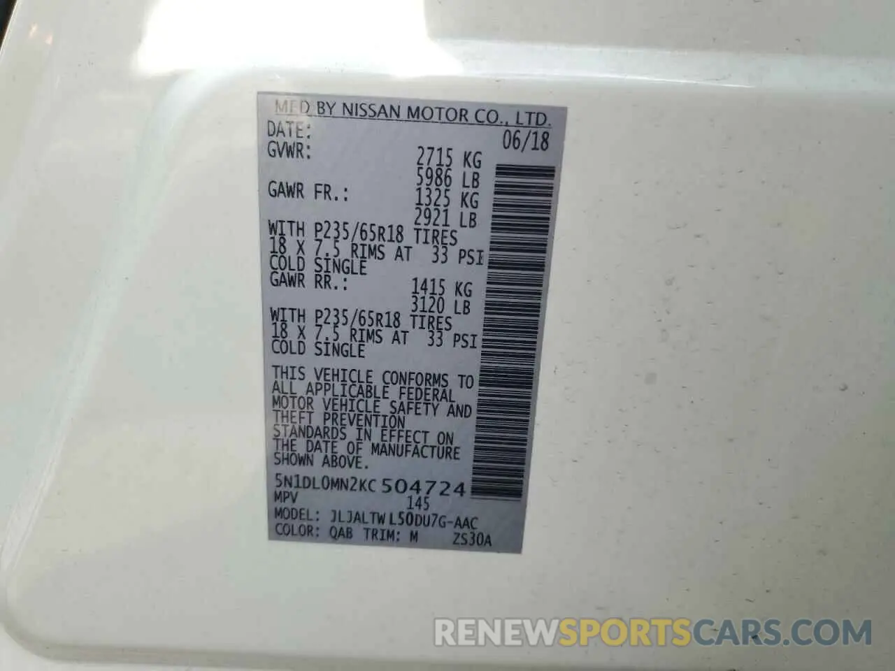 13 Photograph of a damaged car 5N1DL0MN2KC504724 INFINITI QX60 2019