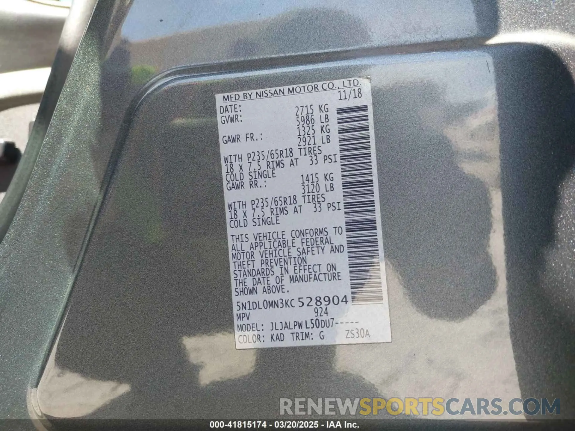 9 Photograph of a damaged car 5N1DL0MN3KC528904 INFINITI QX60 2019