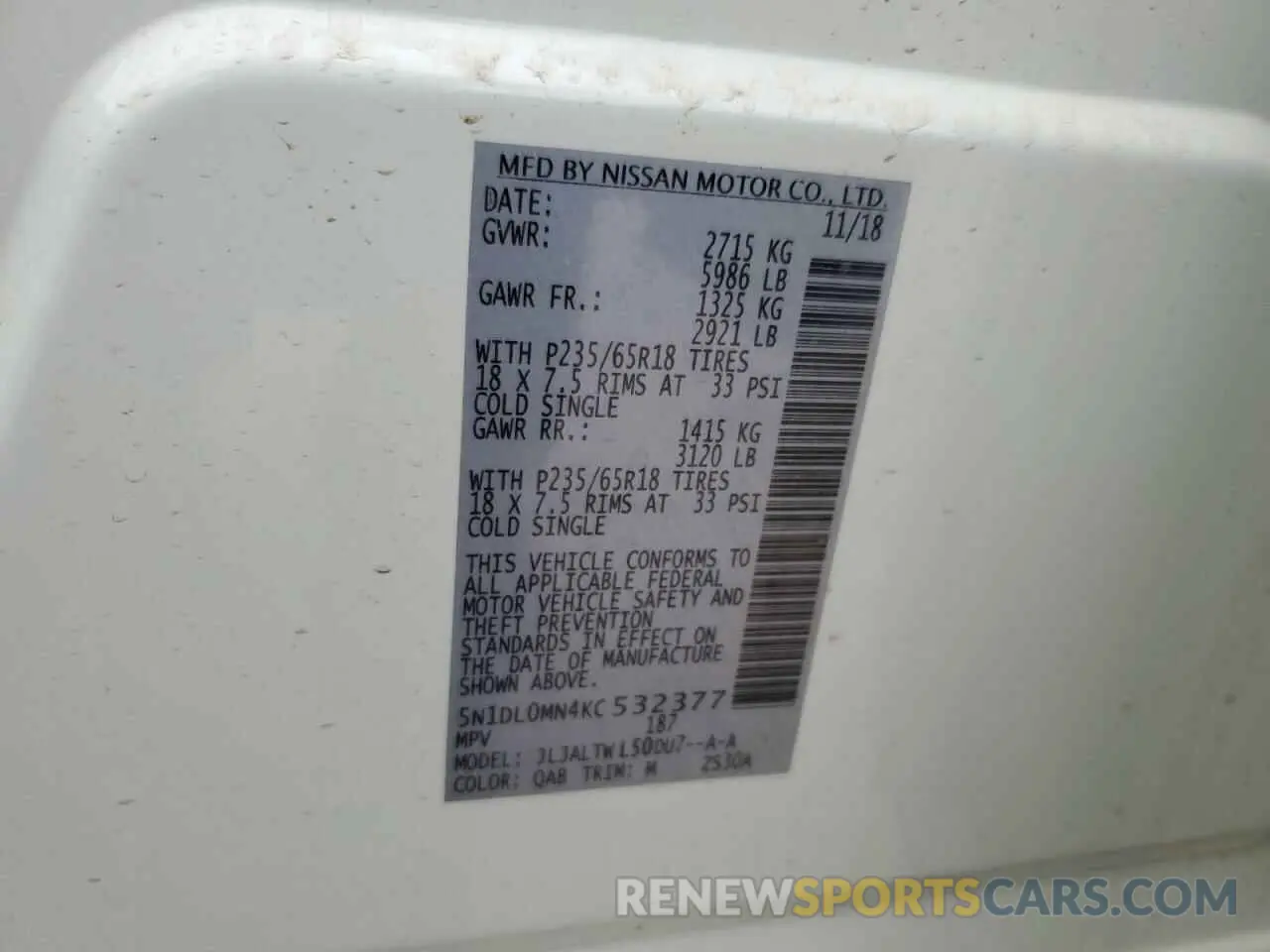14 Photograph of a damaged car 5N1DL0MN4KC532377 INFINITI QX60 2019