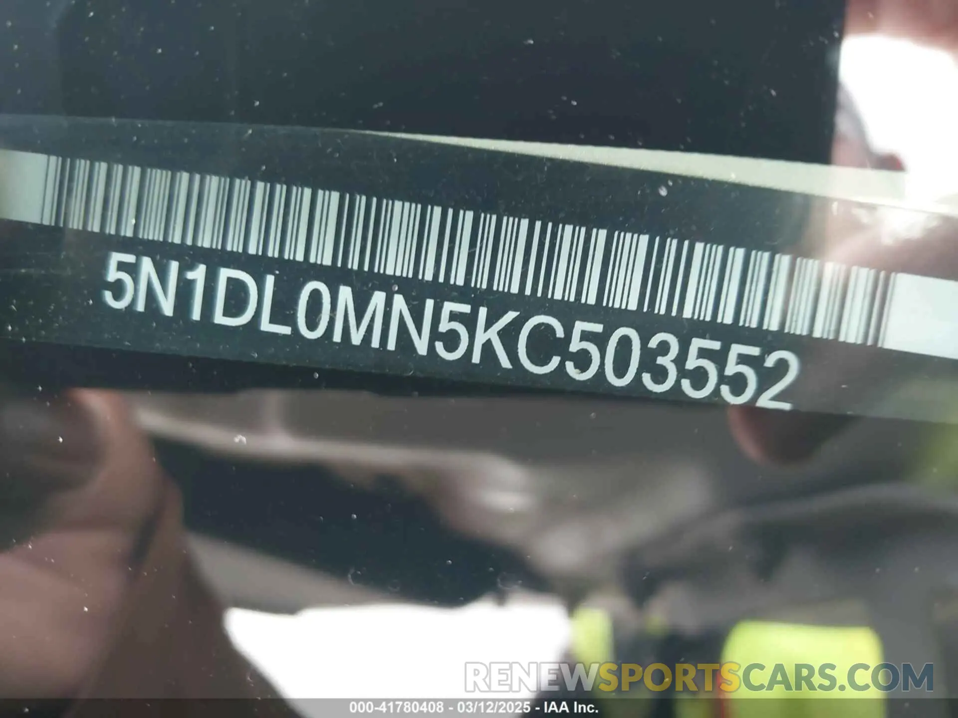 9 Photograph of a damaged car 5N1DL0MN5KC503552 INFINITI QX60 2019