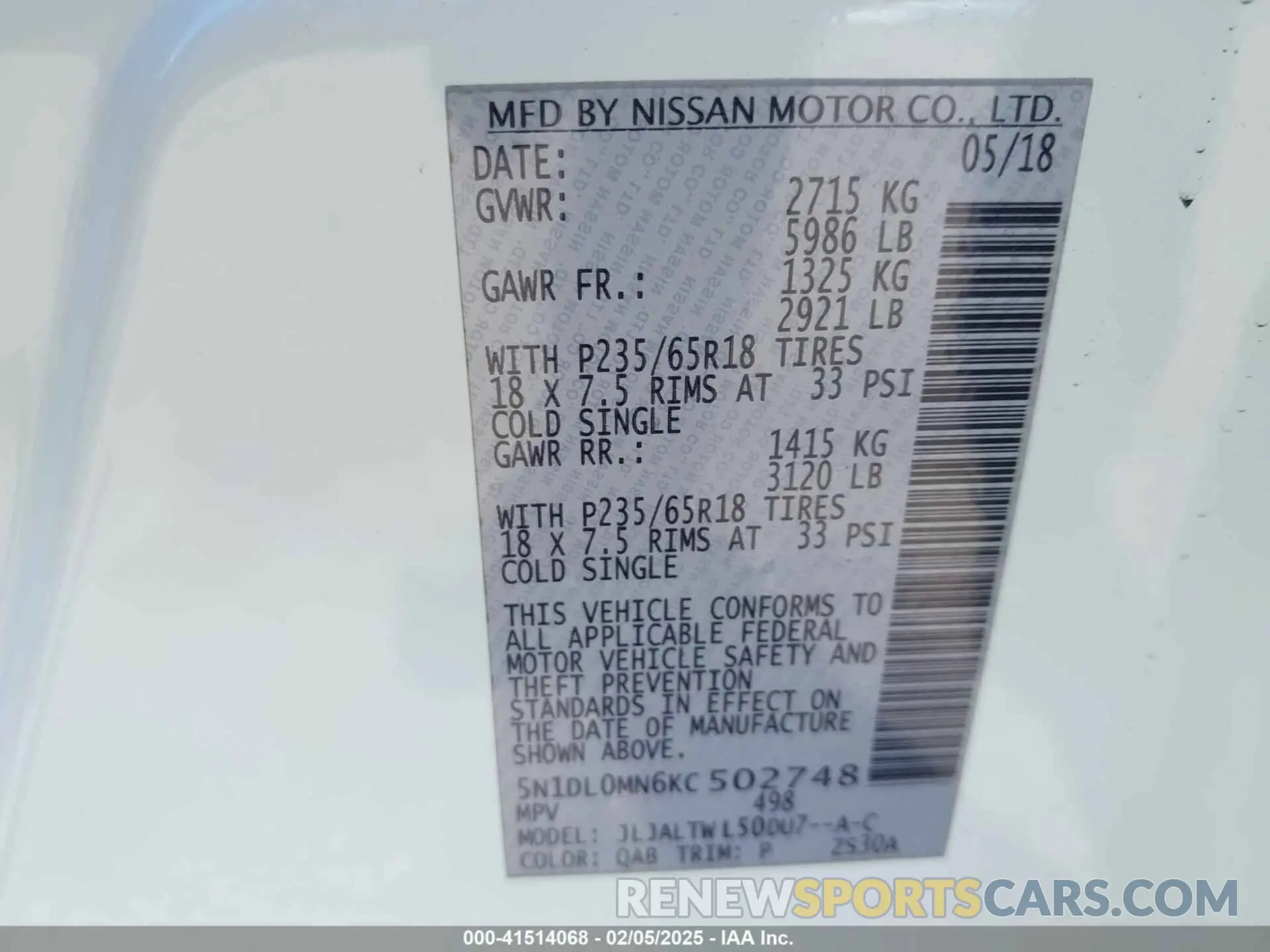 9 Photograph of a damaged car 5N1DL0MN6KC502748 INFINITI QX60 2019