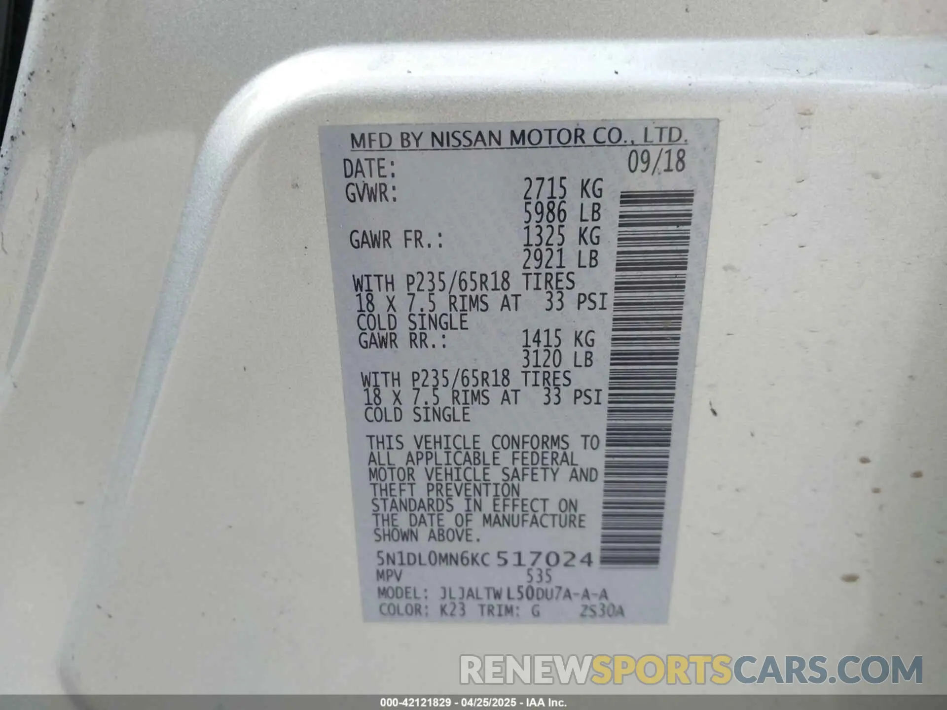 9 Photograph of a damaged car 5N1DL0MN6KC517024 INFINITI QX60 2019