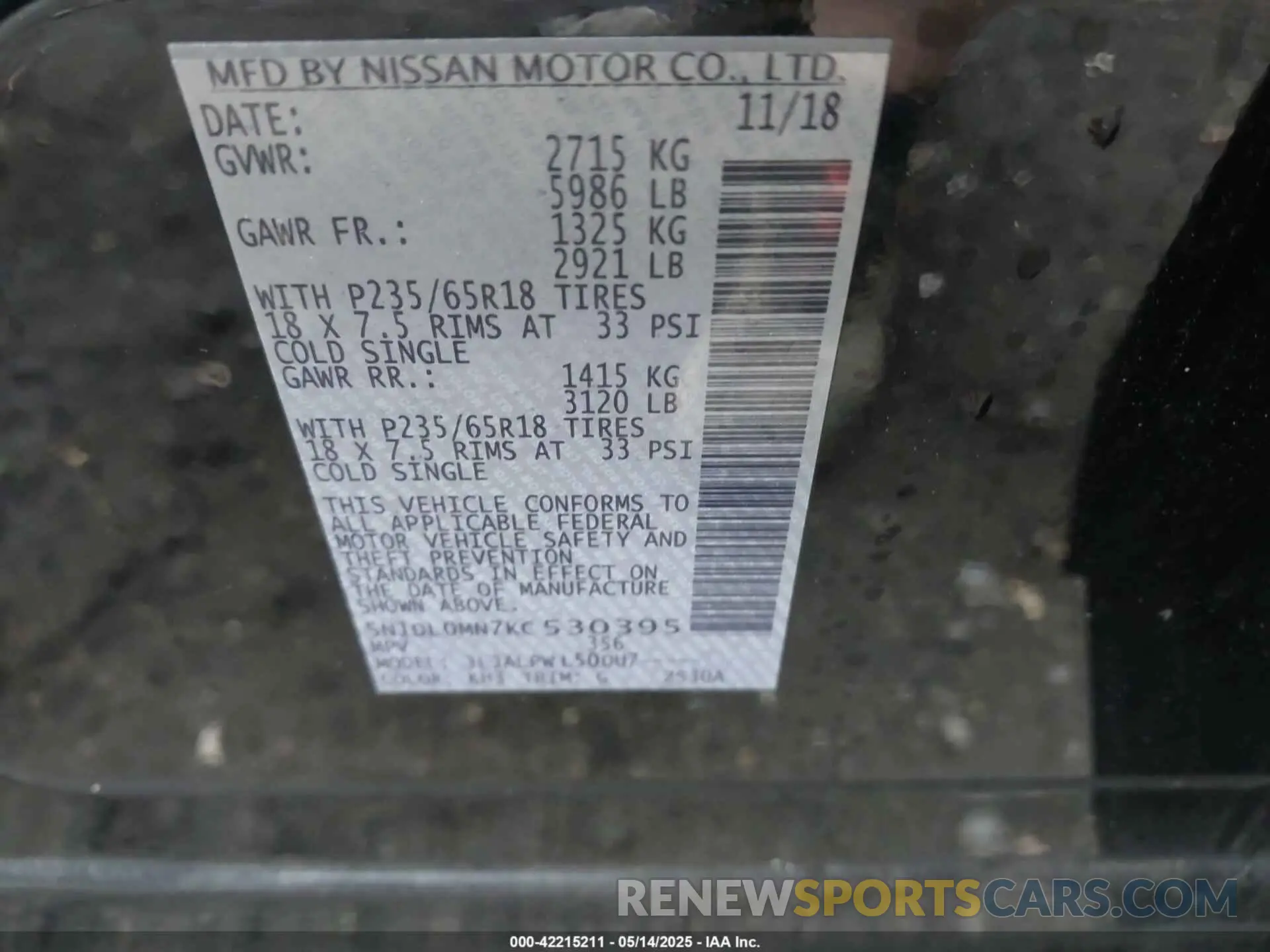 9 Photograph of a damaged car 5N1DL0MN7KC530395 INFINITI QX60 2019