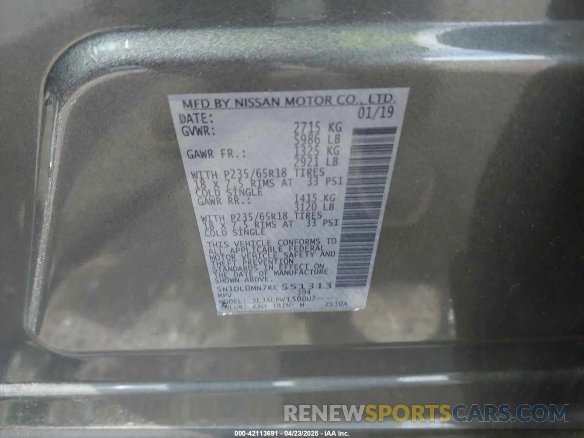 9 Photograph of a damaged car 5N1DL0MN7KC551313 INFINITI QX60 2019