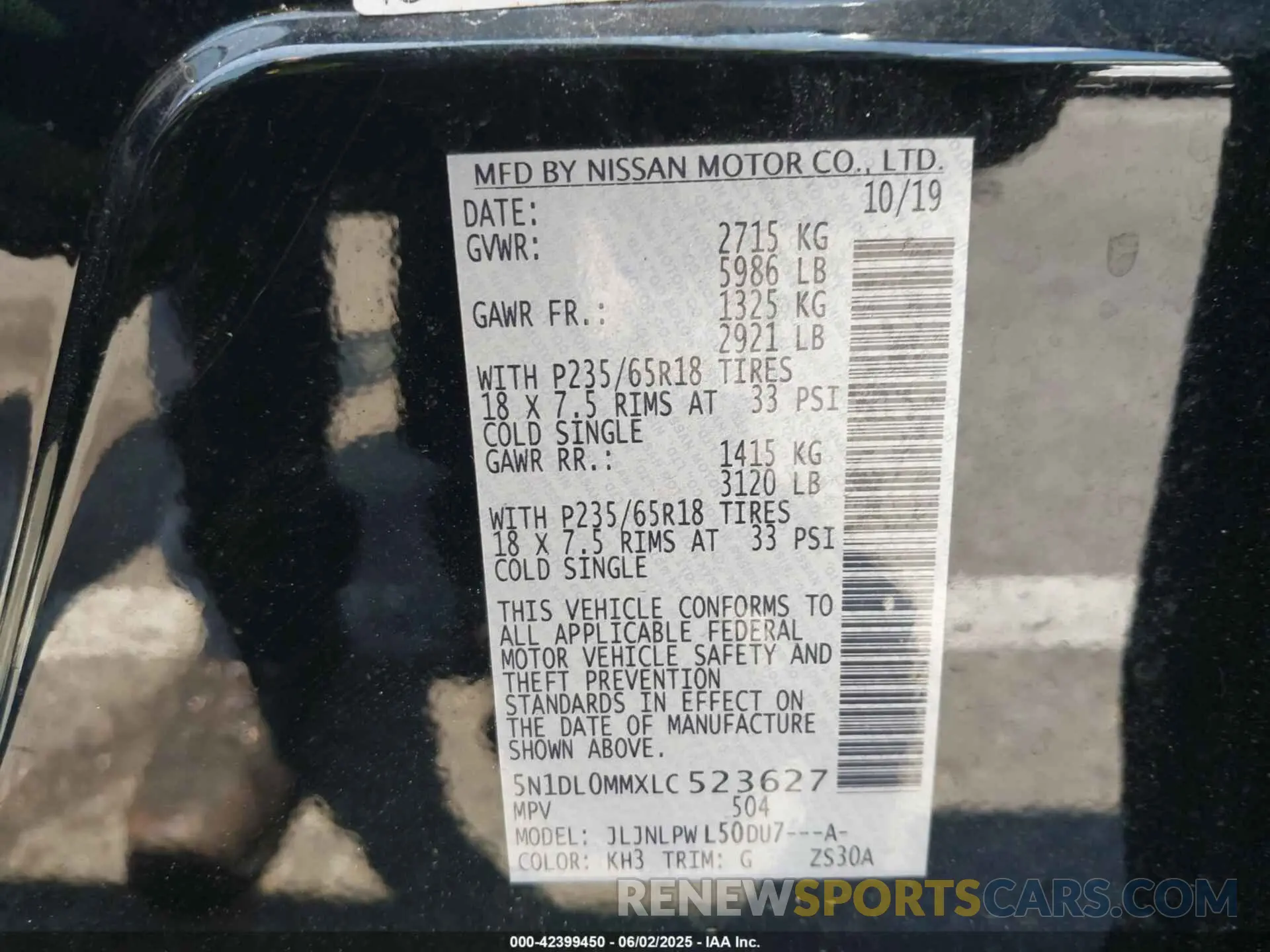9 Photograph of a damaged car 5N1DL0MMXLC523627 INFINITI QX60 2020