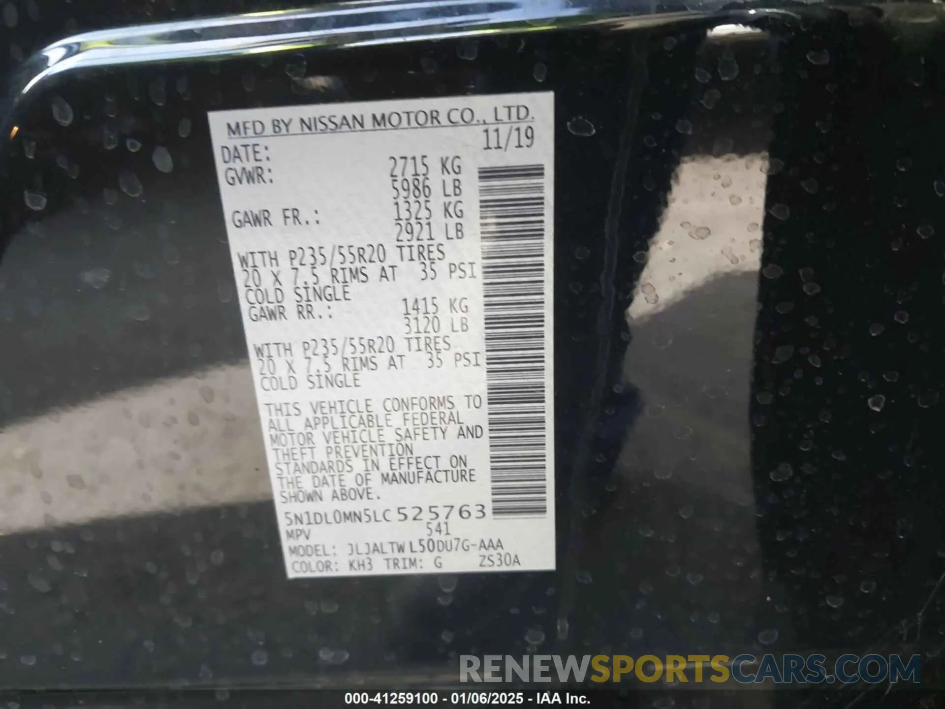 9 Photograph of a damaged car 5N1DL0MN5LC525763 INFINITI QX60 2020