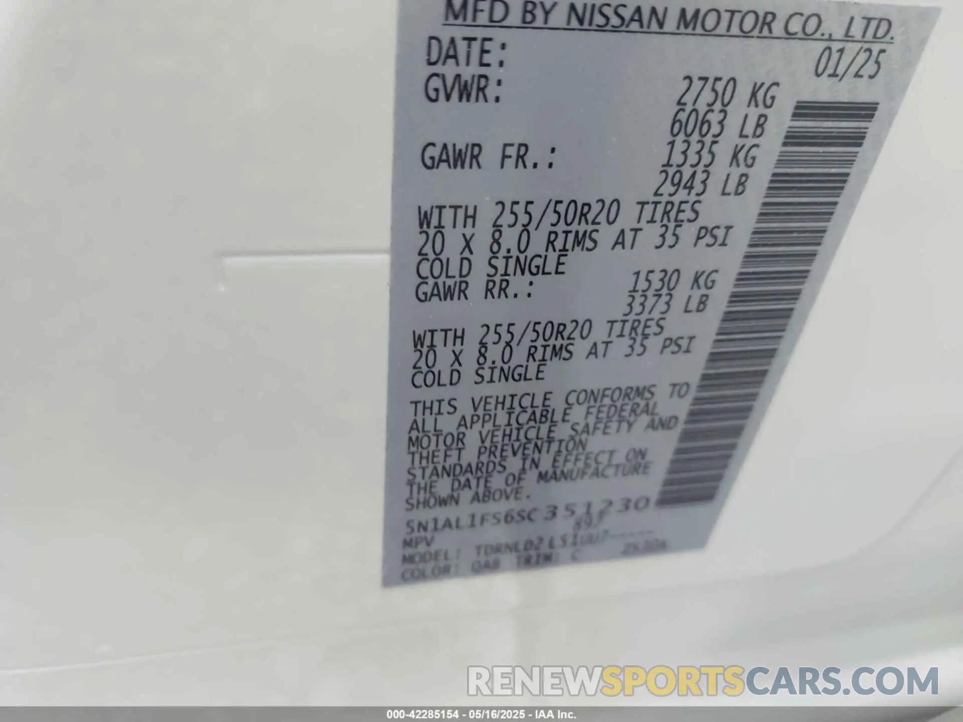 9 Photograph of a damaged car 5N1AL1FS6SC351230 INFINITI QX60 2025