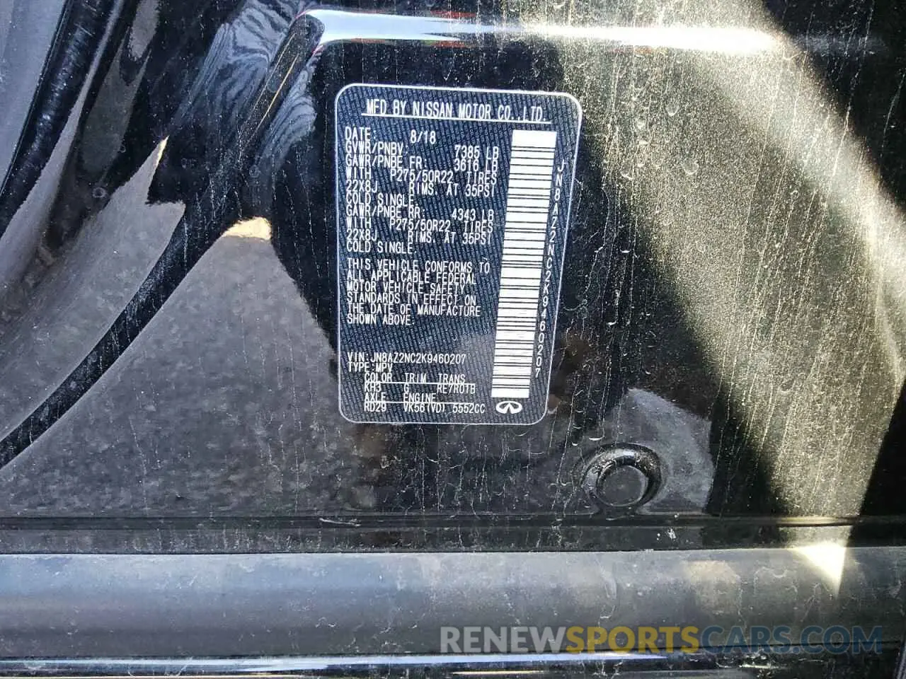 13 Photograph of a damaged car JN8AZ2NC2K9460207 INFINITI QX80 2019