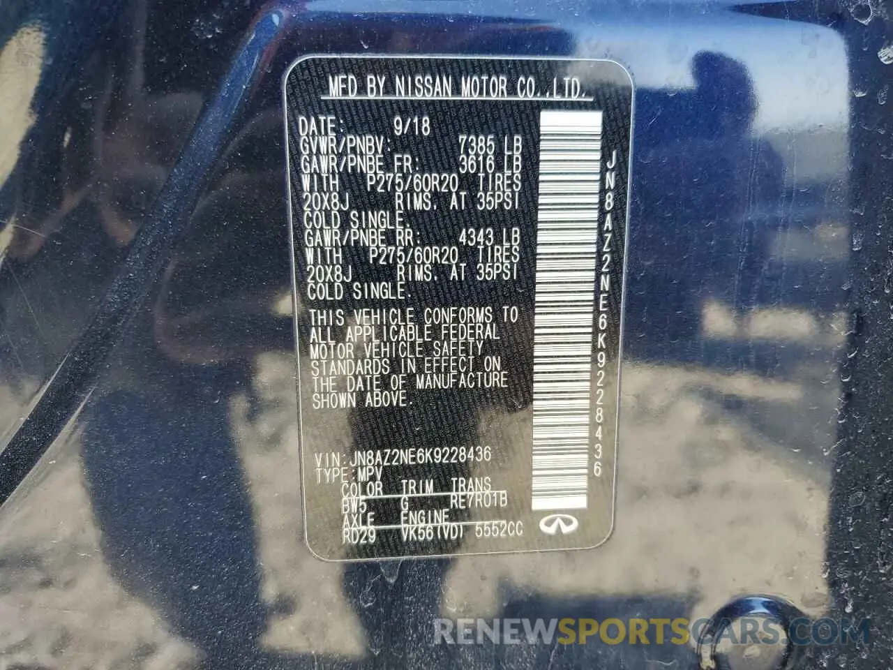 14 Photograph of a damaged car JN8AZ2NE6K9228436 INFINITI QX80 2019