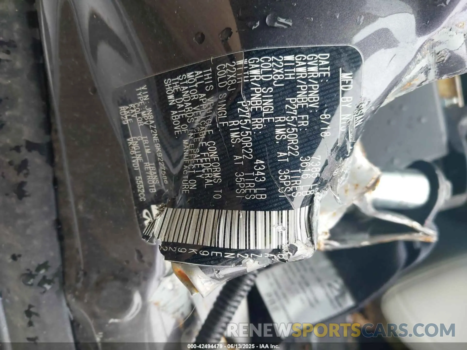9 Photograph of a damaged car JN8AZ2NE9K9227586 INFINITI QX80 2019