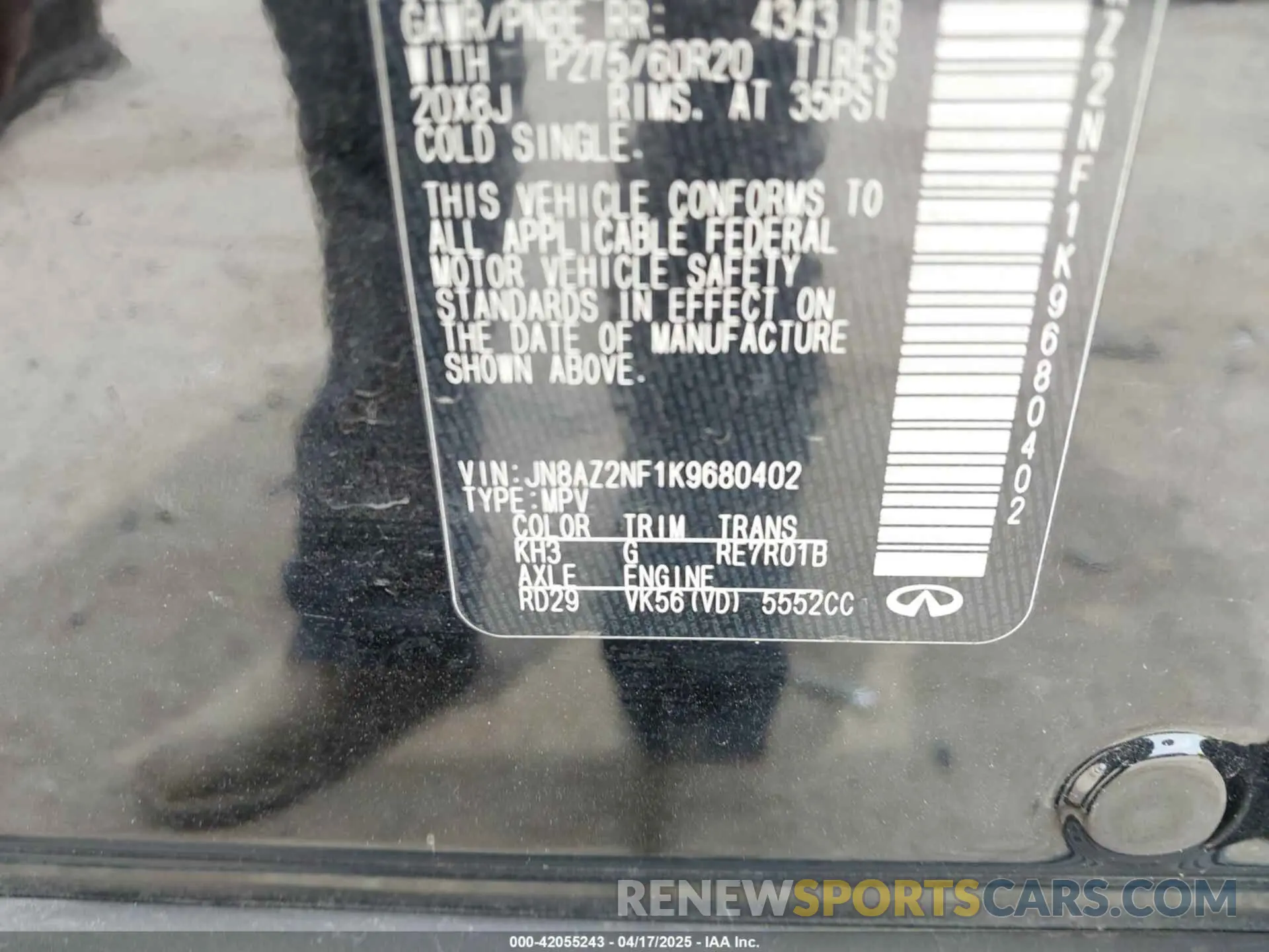 9 Photograph of a damaged car JN8AZ2NF1K9680402 INFINITI QX80 2019