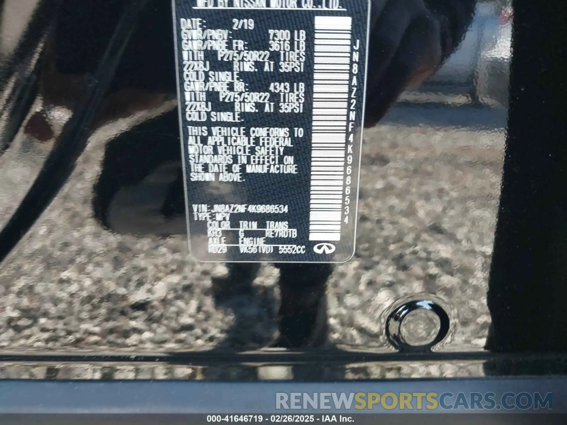 9 Photograph of a damaged car JN8AZ2NF4K9686534 INFINITI QX80 2019