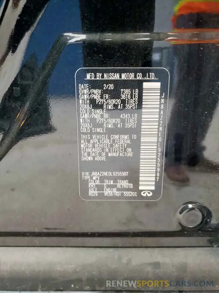 14 Photograph of a damaged car JN8AZ2NE0L9255987 INFINITI QX80 2020