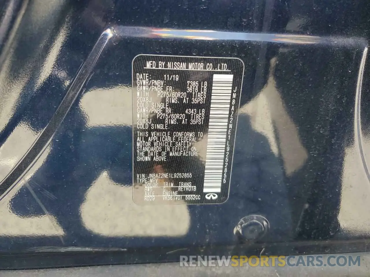 14 Photograph of a damaged car JN8AZ2NE1L9252855 INFINITI QX80 2020