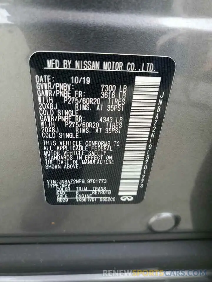 13 Photograph of a damaged car JN8AZ2NF9L9701773 INFINITI QX80 2020