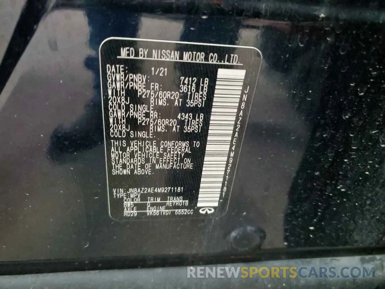 13 Photograph of a damaged car JN8AZ2AE4M9271181 INFINITI QX80 2021