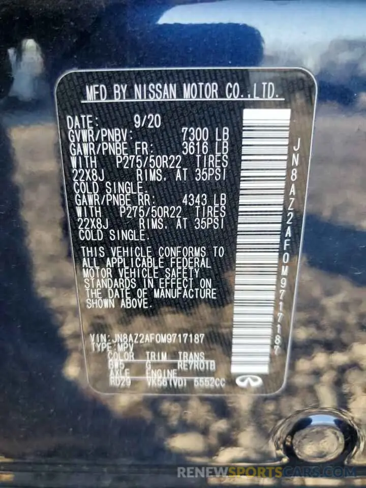 13 Photograph of a damaged car JN8AZ2AF0M9717187 INFINITI QX80 2021