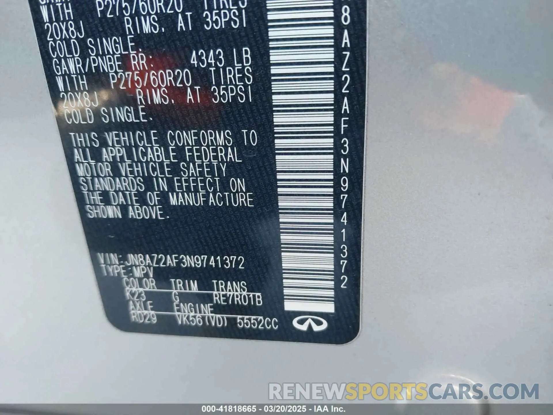 9 Photograph of a damaged car JN8AZ2AF3N9741372 INFINITI QX80 2022
