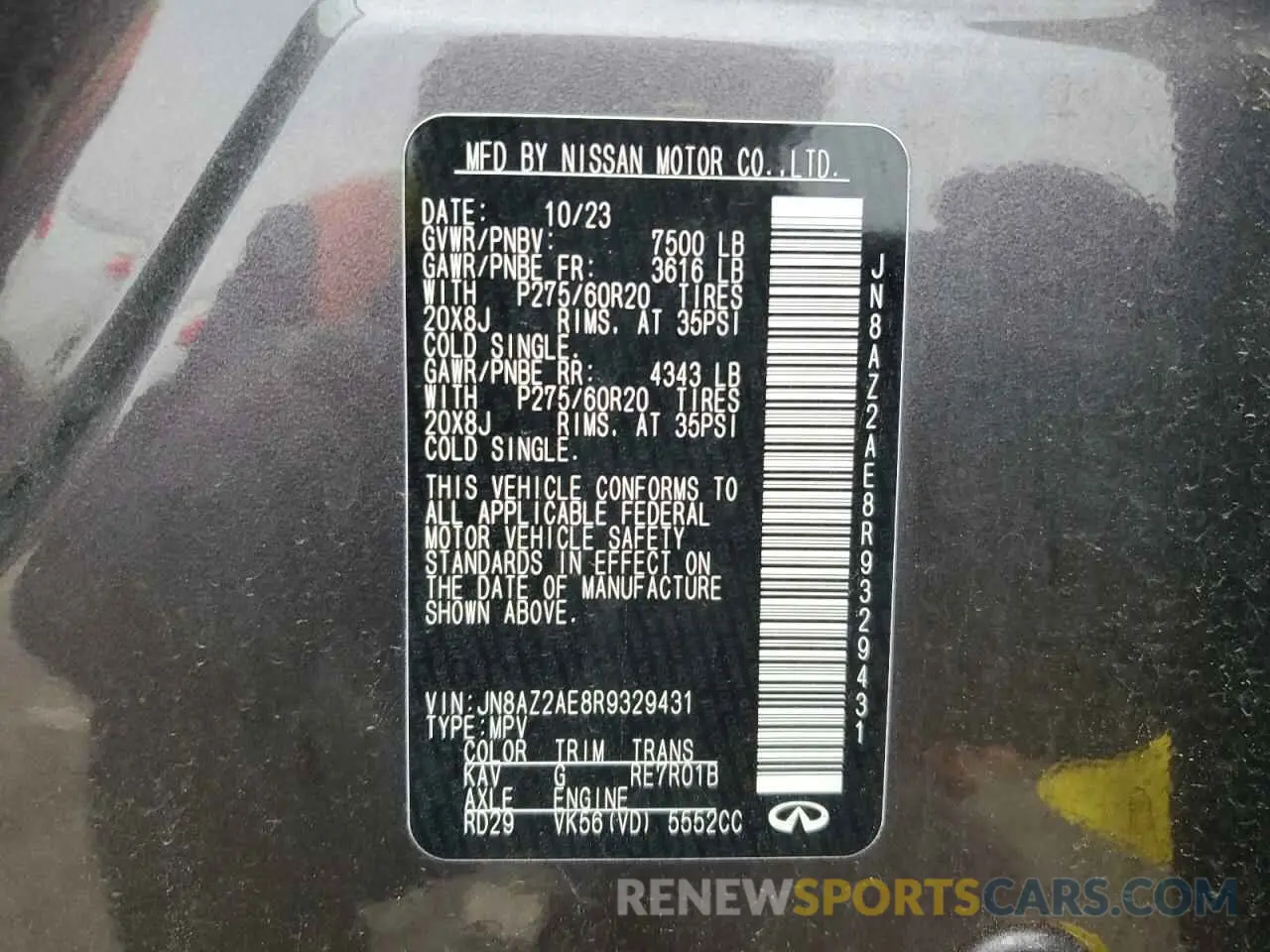 13 Photograph of a damaged car JN8AZ2AE8R9329431 INFINITI QX80 2024