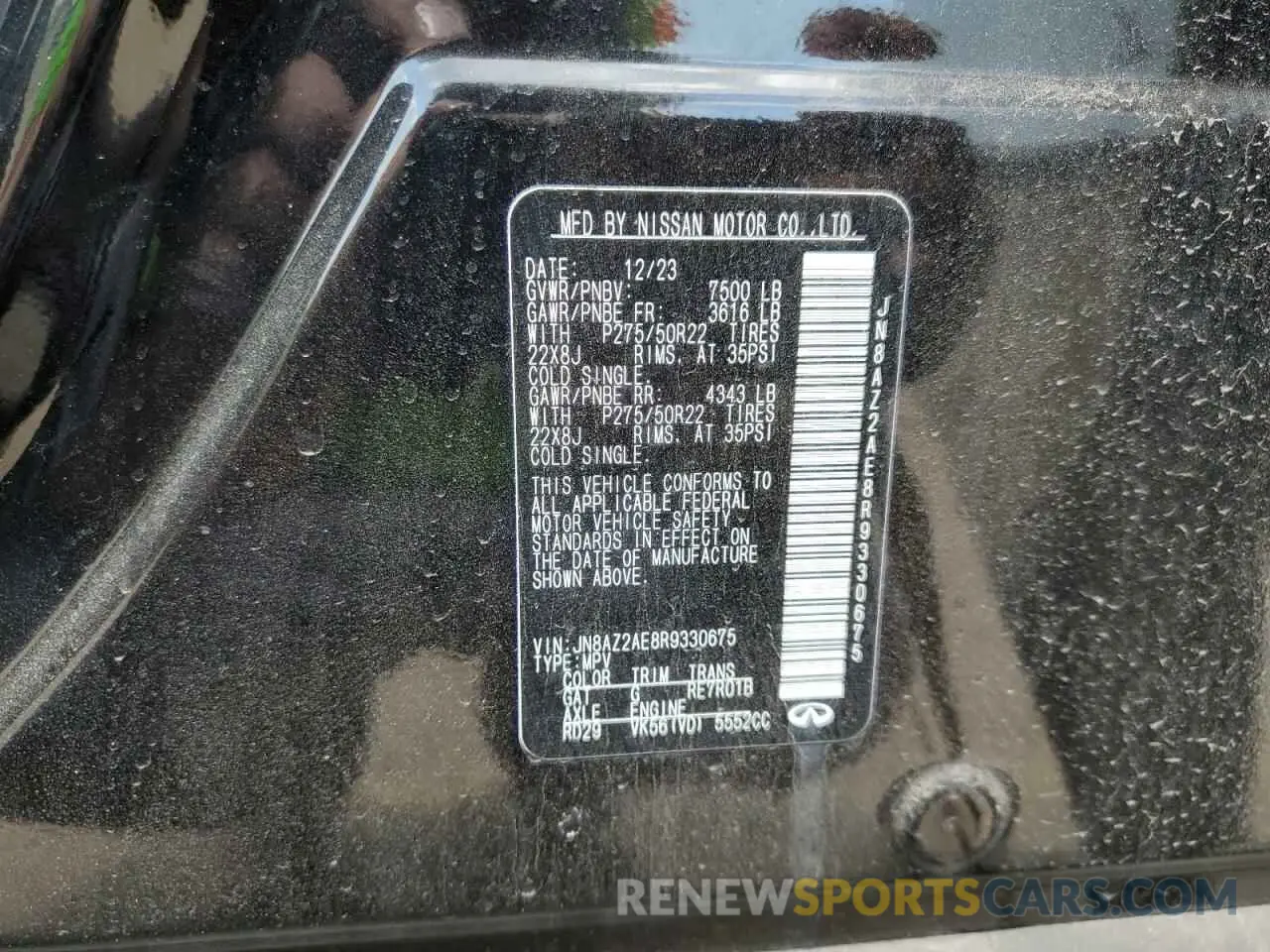 13 Photograph of a damaged car JN8AZ2AE8R9330675 INFINITI QX80 2024