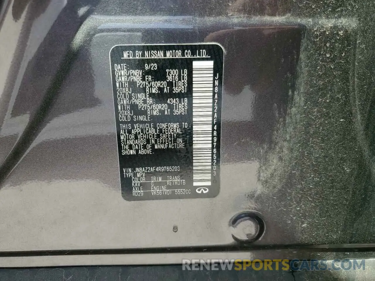 14 Photograph of a damaged car JN8AZ2AF4R9765203 INFINITI QX80 2024