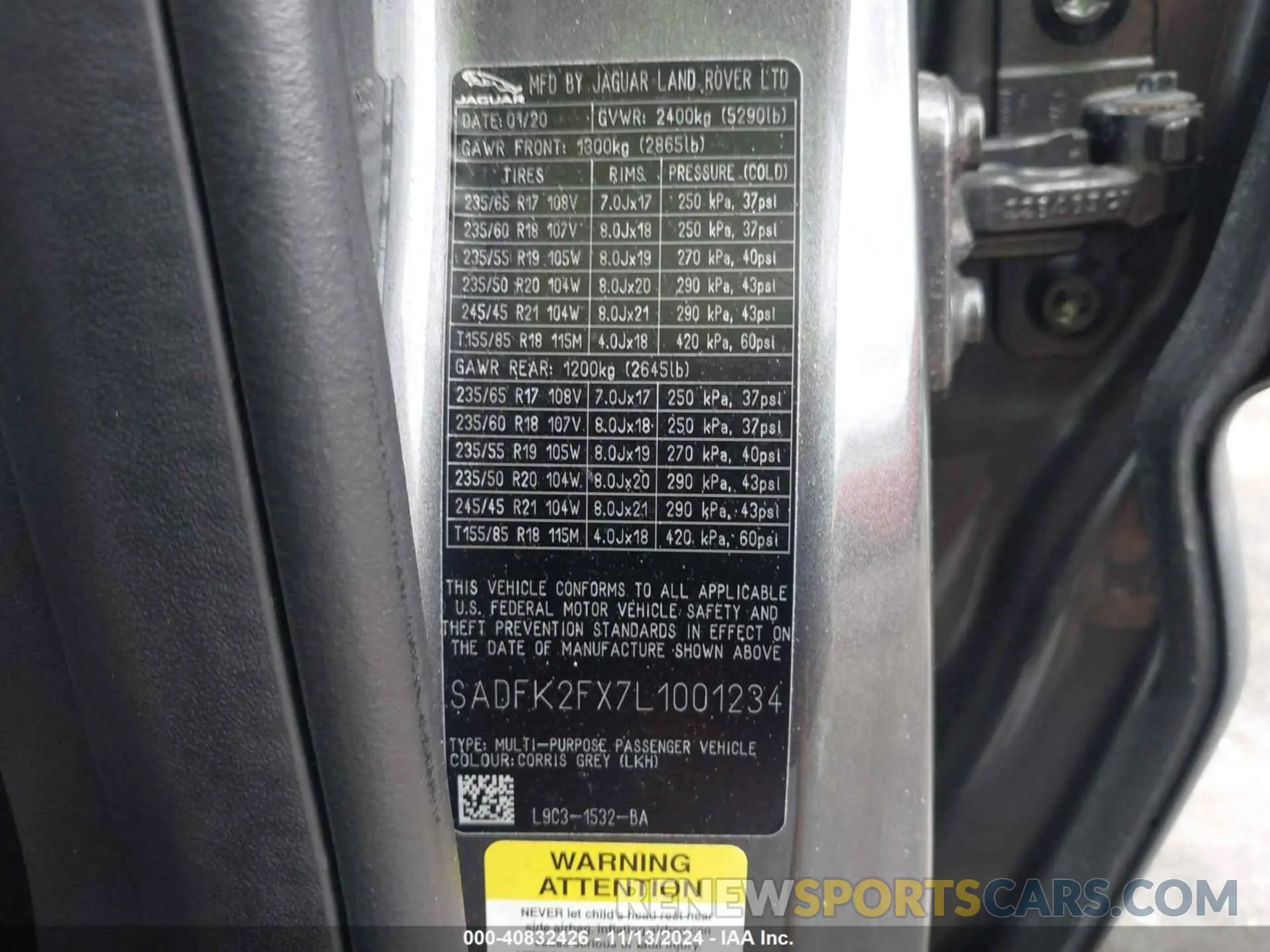 9 Photograph of a damaged car SADFK2FX7L1001234 JAGUAR E-PACE 2020