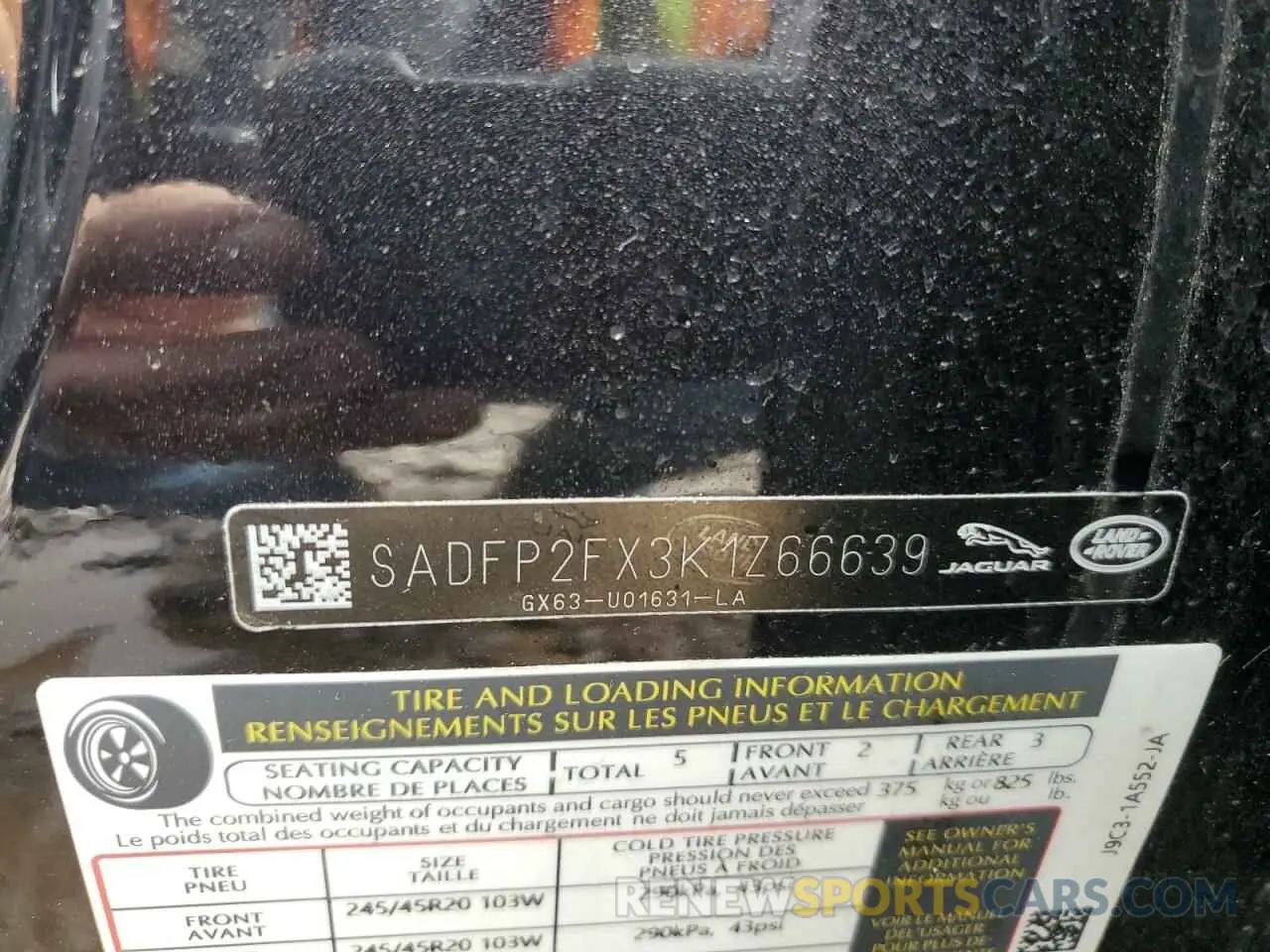 15 Photograph of a damaged car SADFP2FX3K1Z66639 JAGUAR ETYPE 2019