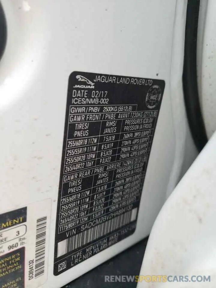 13 Photograph of a damaged car SADCM2BV2HA894132 JAGUAR F-PACE 2017