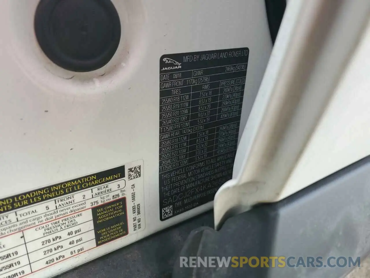 13 Photograph of a damaged car SADCJ2FX4KA365826 JAGUAR F-PACE 2019