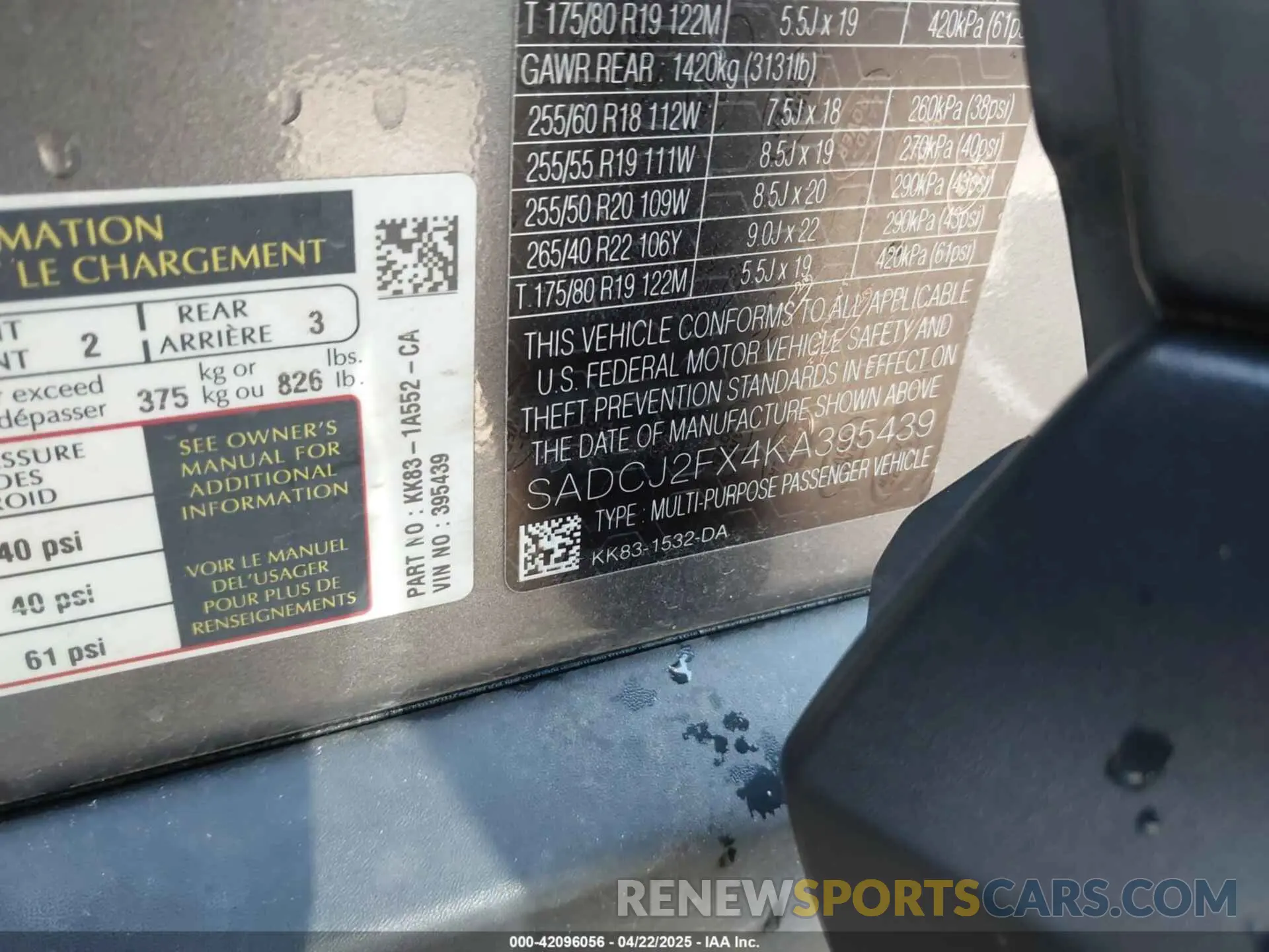 9 Photograph of a damaged car SADCJ2FX4KA395439 JAGUAR F-PACE 2019
