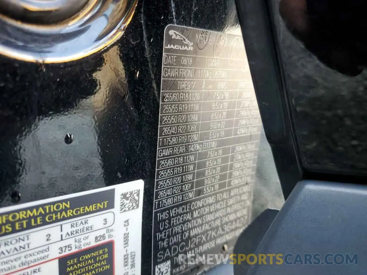 12 Photograph of a damaged car SADCJ2FX7KA364427 JAGUAR F-PACE 2019
