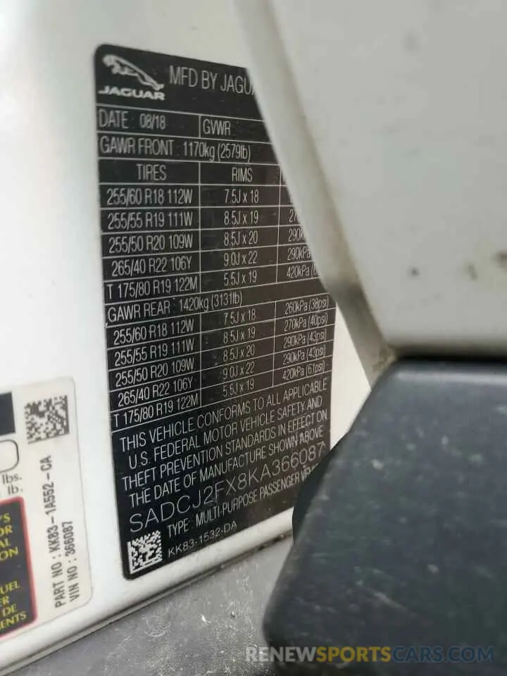 14 Photograph of a damaged car SADCJ2FX8KA366087 JAGUAR F-PACE 2019