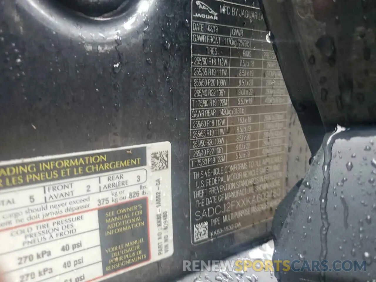 14 Photograph of a damaged car SADCJ2FXXKA609480 JAGUAR F-PACE 2019