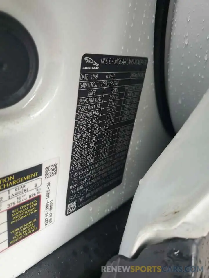12 Photograph of a damaged car SADCK2GX7KA398511 JAGUAR F-PACE 2019